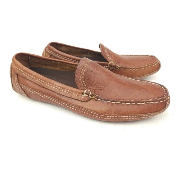 Duluth Trading Co Brown Pebble Leather Driving Loafer Men's 8 W 43183